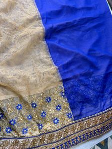 Royal Blue Embroidered Saree