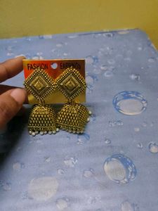 Antique Gold Jhumka Earrings