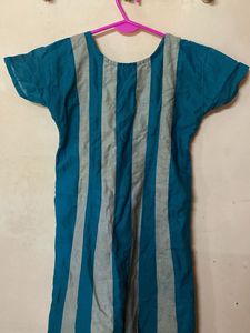 Embroidered Teal Striped Kurta