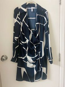 Geometric Print Wrap Dress