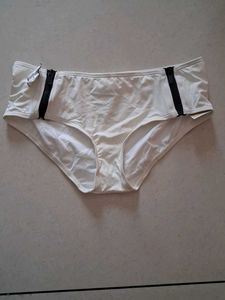 White Bikini Bottom with Zipper Detail