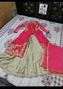 Elegant Red &amp; Gold Embroidered Lehenga Set