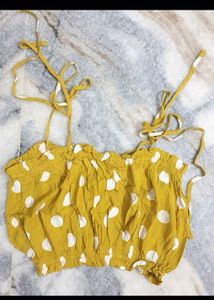 🐥Mustard Polka Dot Crop Top