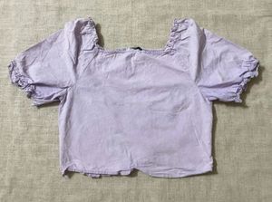 Lilac Puff Sleeve Square Neck Top