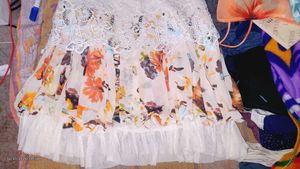 Elegant White Lace &amp; Floral Dress