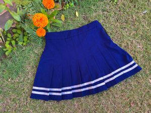 Navy Blue Pleated Skirt