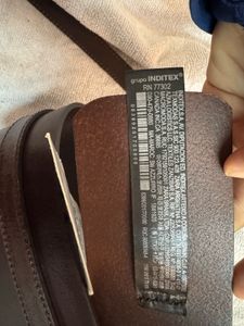 Zara Women's Brown Leather Belt with Gold Buckle
