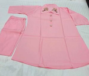 Elegant Pink Embroidered Kurta set