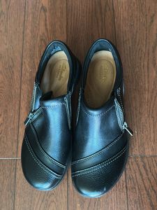 Clarks Black Leather Zip Shoes