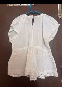 Boho Eyelet White Peplum Top