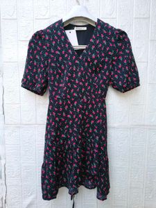 Korean Pinterest Charming Floral Print Wrap Dress