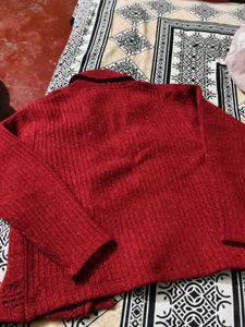 Vintage Red Knit Cardigan
