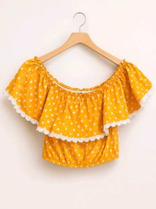 Yellow Polka Dot Off-Shoulder Top