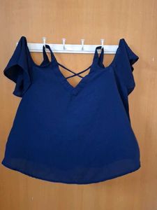 Navy Blue Cold Shoulder Top