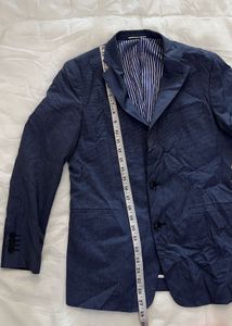 Men's Blue Blazer &amp; Striped Shirt Set