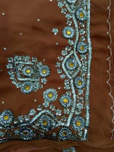 Embellished Brown Saree