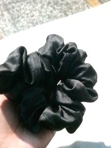Elegant Black Satin Scrunchie