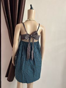 Cute Gingham Bow Dress
