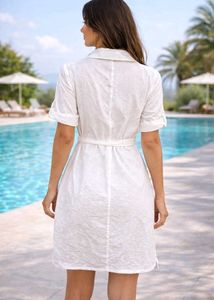 Chic White Eyelet Shirt Dress