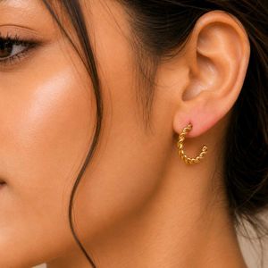 Twisted Gold Hoop Earrings