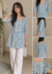 Blue Floral Print Kurta