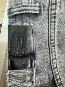 Gray Cropped Denim Jeans