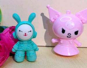 Cute Bunny &amp; Kitty Figurine Set