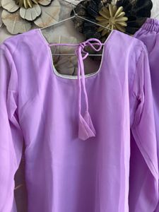 Elegant Lavender Kurta Set with Dupatta