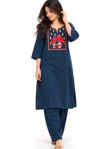 Embroidered Blue Kurta Set