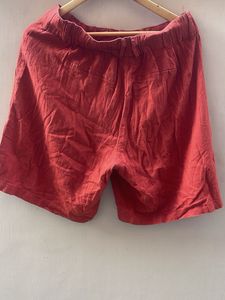 Stylish Red Linen Shorts