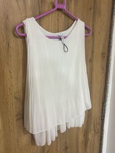 Pleated White Tank Top