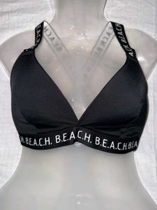 Black Bikini Top with Logo Band