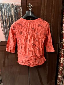 Coral Printed Shirt Top