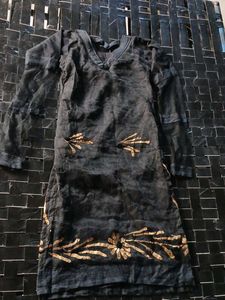 Black Kurta with Gold Embellishments