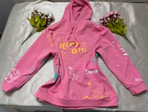 Pink Graphic Print Hoodie