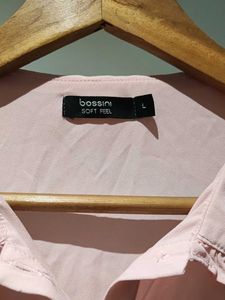 Chic Pink Ruffled Collar Button-Up Top