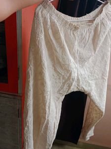 White Cotton Chikankari Kurta Set  | S