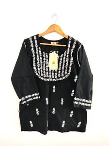Ada Black Threads Embroidered Tunic ( Women )