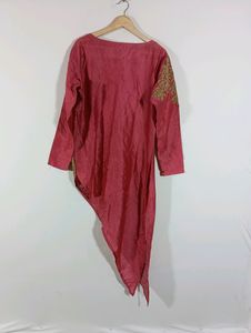 Pink Embroidered Asymmetrical Kurta (Women)
