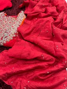 Red Embroidered Kurta Set