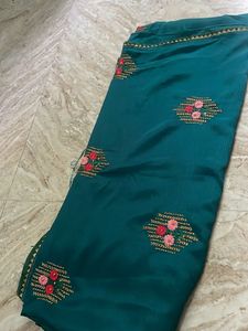 Teal Embroidered Saree