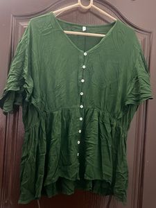 Olive Green Button-Down Top