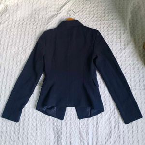 Mango Navy Double-Breasted Blazer