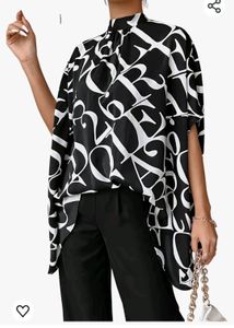 Sale!! Black And White Kaftan Top
