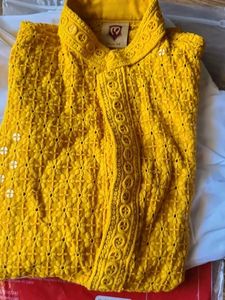 Vibrant Yellow Embroidered Kurta