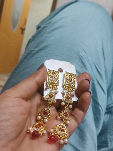 Elegant Gold Jhumka Earrings with Pearls