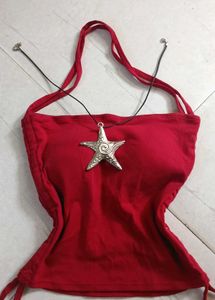 Red halter tube top y2k🍷