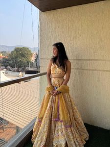 Beautiful Yellow Printed Lehenga Set