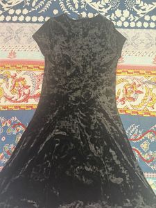 Black Velvet Crushed Mini Dress