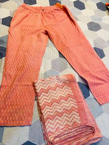Elegant Peach Kurta Set with Dupatta